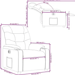vidaXL Sillas-Sillón reclinable eléctrico de cuero sintético marrón