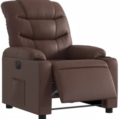 vidaXL Sillas-Sillón reclinable eléctrico de cuero sintético marrón