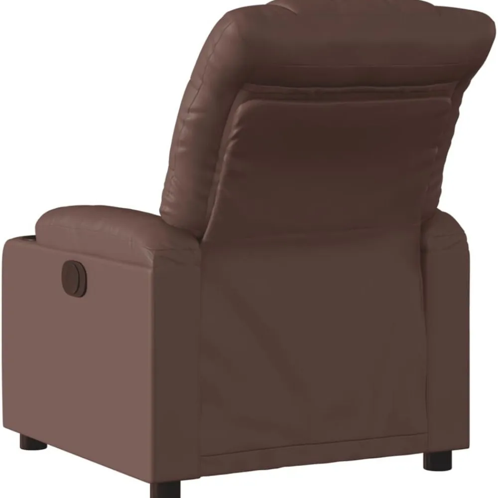 vidaXL Sillas-Sillón reclinable eléctrico de cuero sintético marrón