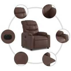 vidaXL Sillas-Sillón reclinable eléctrico de cuero sintético marrón