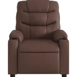 vidaXL Sillas-Sillón reclinable eléctrico de cuero sintético marrón