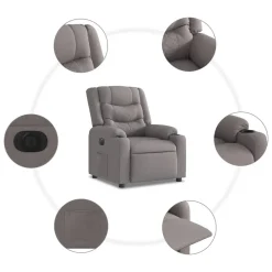 vidaXL Sillas-Sillón reclinable eléctrico tela gris