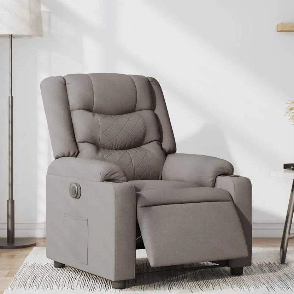 vidaXL Sillas-Sillón reclinable eléctrico tela gris