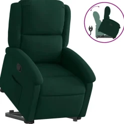 vidaXL Sillón reclinable elevable terciopelo Verde oscuro Best