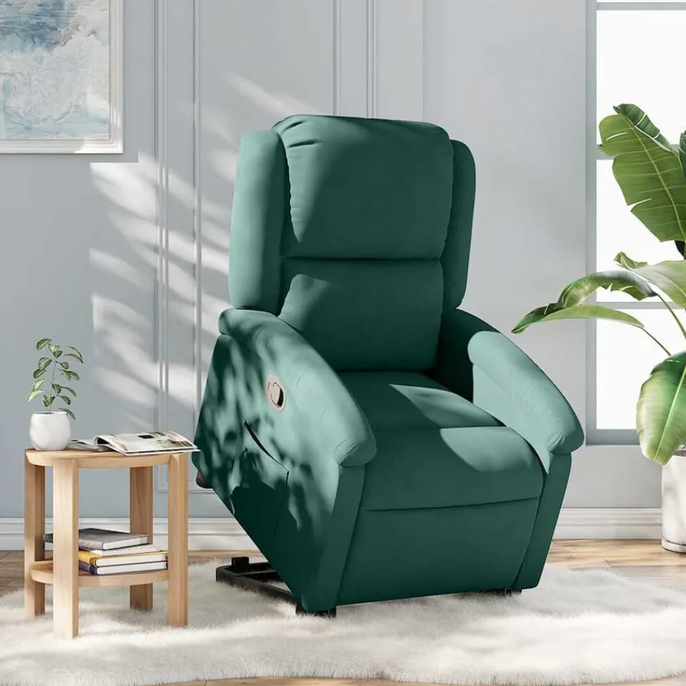 vidaXL Sillón reclinable elevable terciopelo Verde oscuro Best