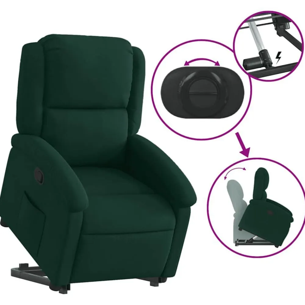 vidaXL Sillón reclinable elevable terciopelo Verde oscuro Best