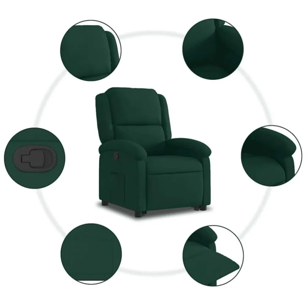 vidaXL Sillón reclinable elevable terciopelo Verde oscuro Best