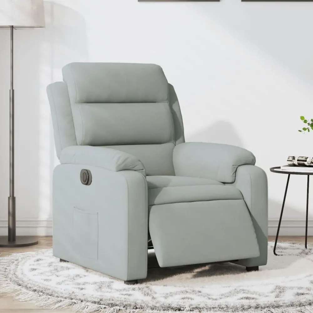 vidaXL Sillón reclinable eléctrico de terciopelo Gris claro New