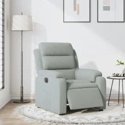 vidaXL Sillón reclinable eléctrico de terciopelo Gris claro New