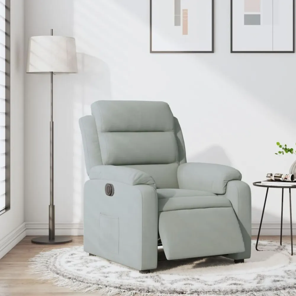 vidaXL Sillón reclinable eléctrico de terciopelo Gris claro New