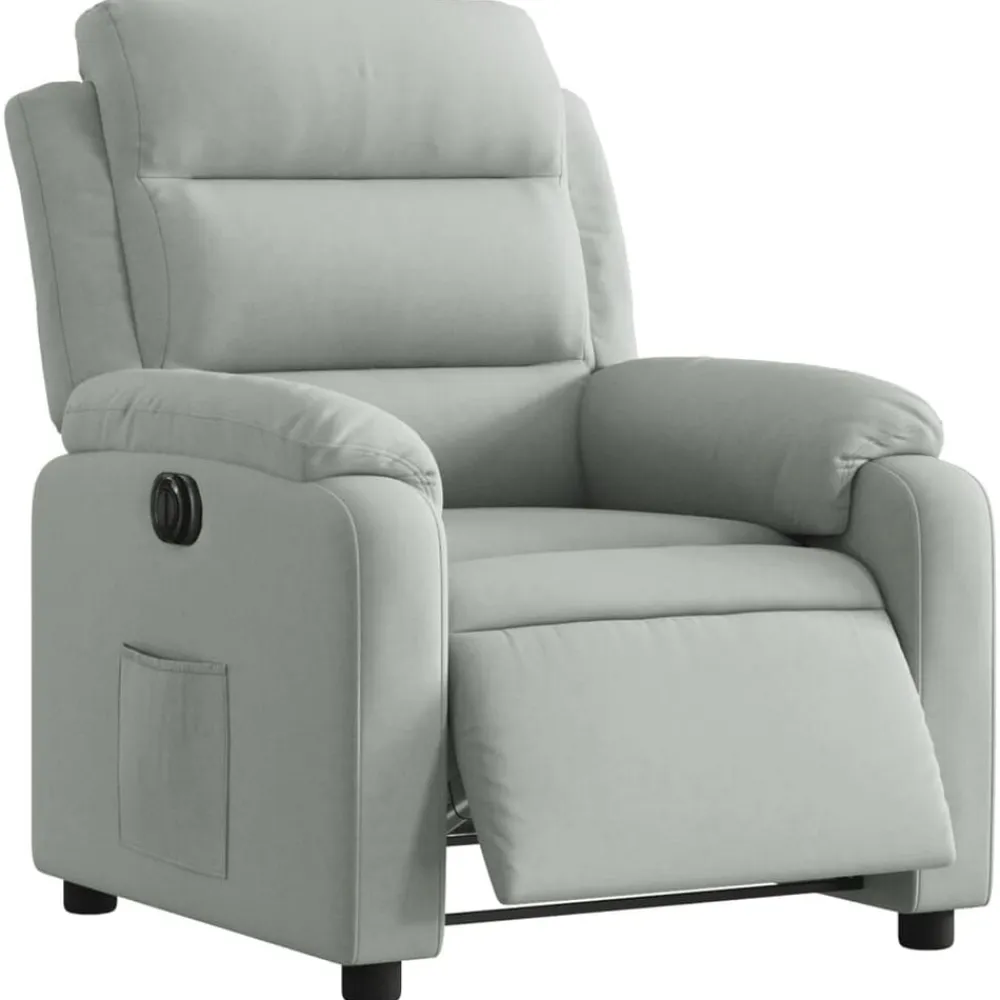 vidaXL Sillón reclinable eléctrico de terciopelo Gris claro New
