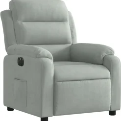 vidaXL Sillón reclinable eléctrico de terciopelo Gris claro New