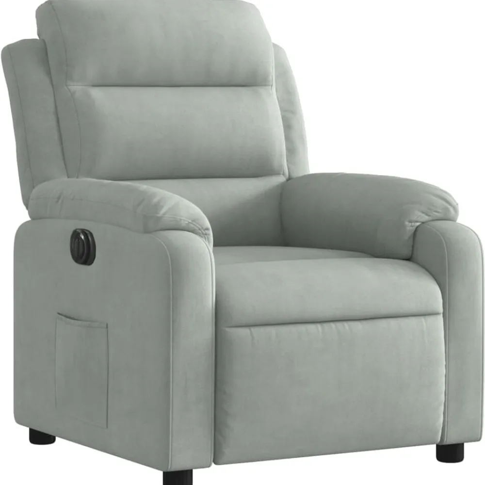 vidaXL Sillón reclinable eléctrico de terciopelo Gris claro New
