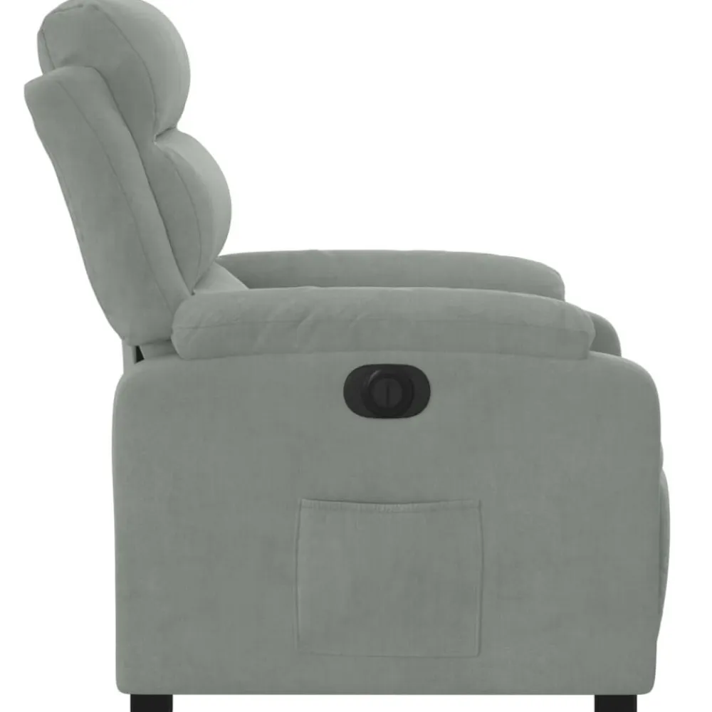 vidaXL Sillón reclinable eléctrico de terciopelo Gris claro New