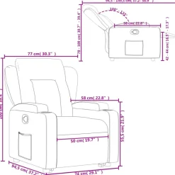 vidaXL Sillas-Sillón reclinable elevable cuero sintético marrón