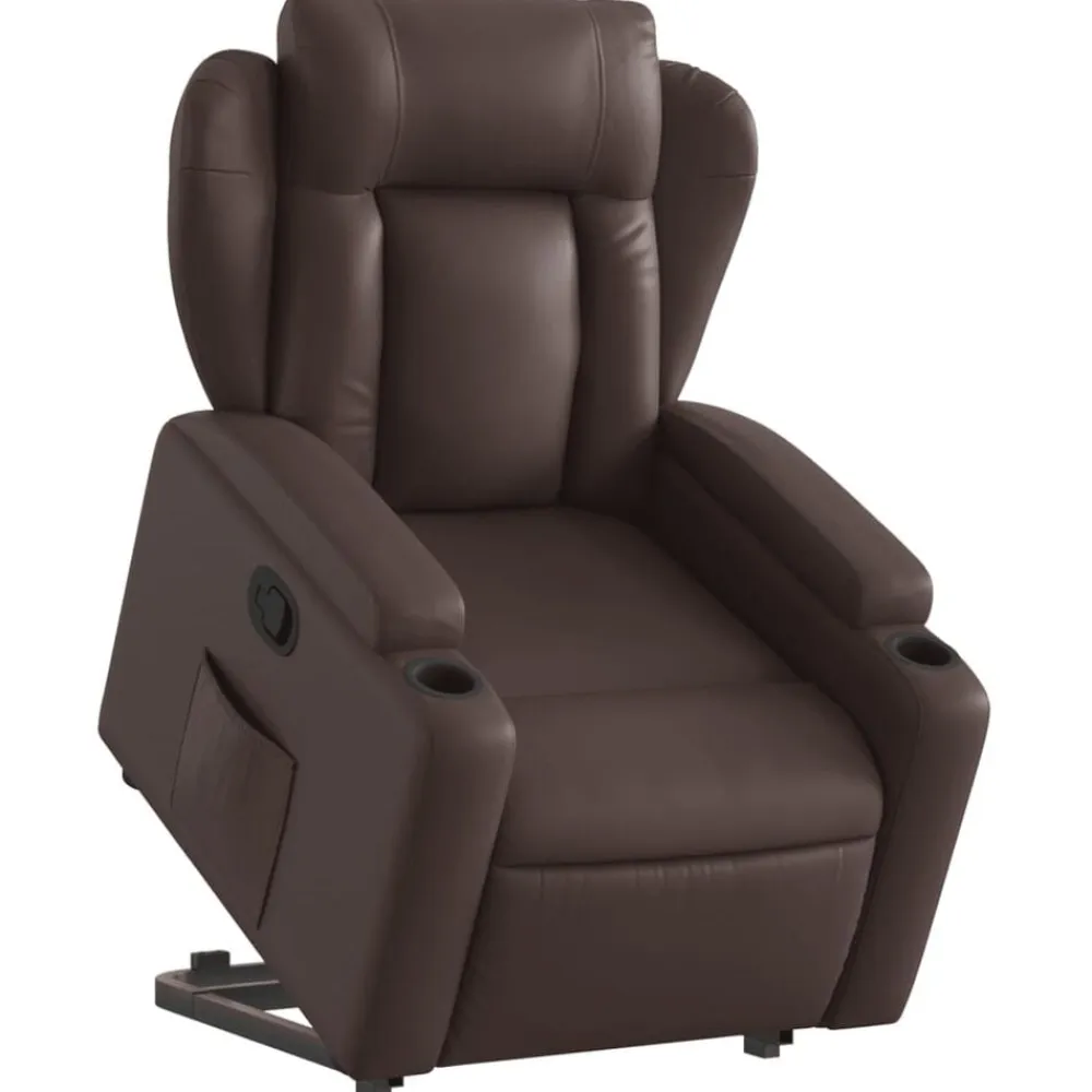 vidaXL Sillas-Sillón reclinable elevable cuero sintético marrón