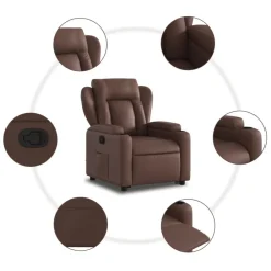 vidaXL Sillas-Sillón reclinable elevable cuero sintético marrón