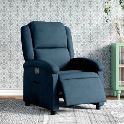 vidaXL Sillón reclinable eléctrico terciopelo Azul Clearance