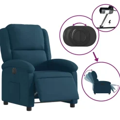 vidaXL Sillón reclinable eléctrico terciopelo Azul Clearance