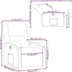 vidaXL Sillón reclinable eléctrico terciopelo Azul Clearance