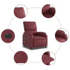 vidaXL Sillas-Sillón reclinable eléctrico de cuero sintético rojo tinto