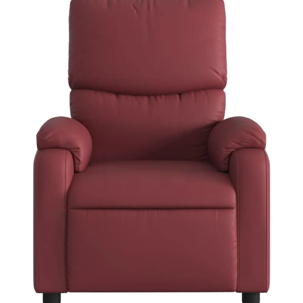 vidaXL Sillas-Sillón reclinable eléctrico de cuero sintético rojo tinto