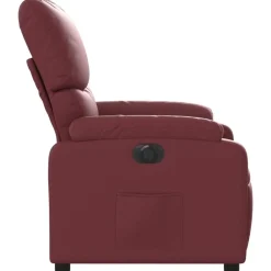 vidaXL Sillas-Sillón reclinable eléctrico de cuero sintético rojo tinto