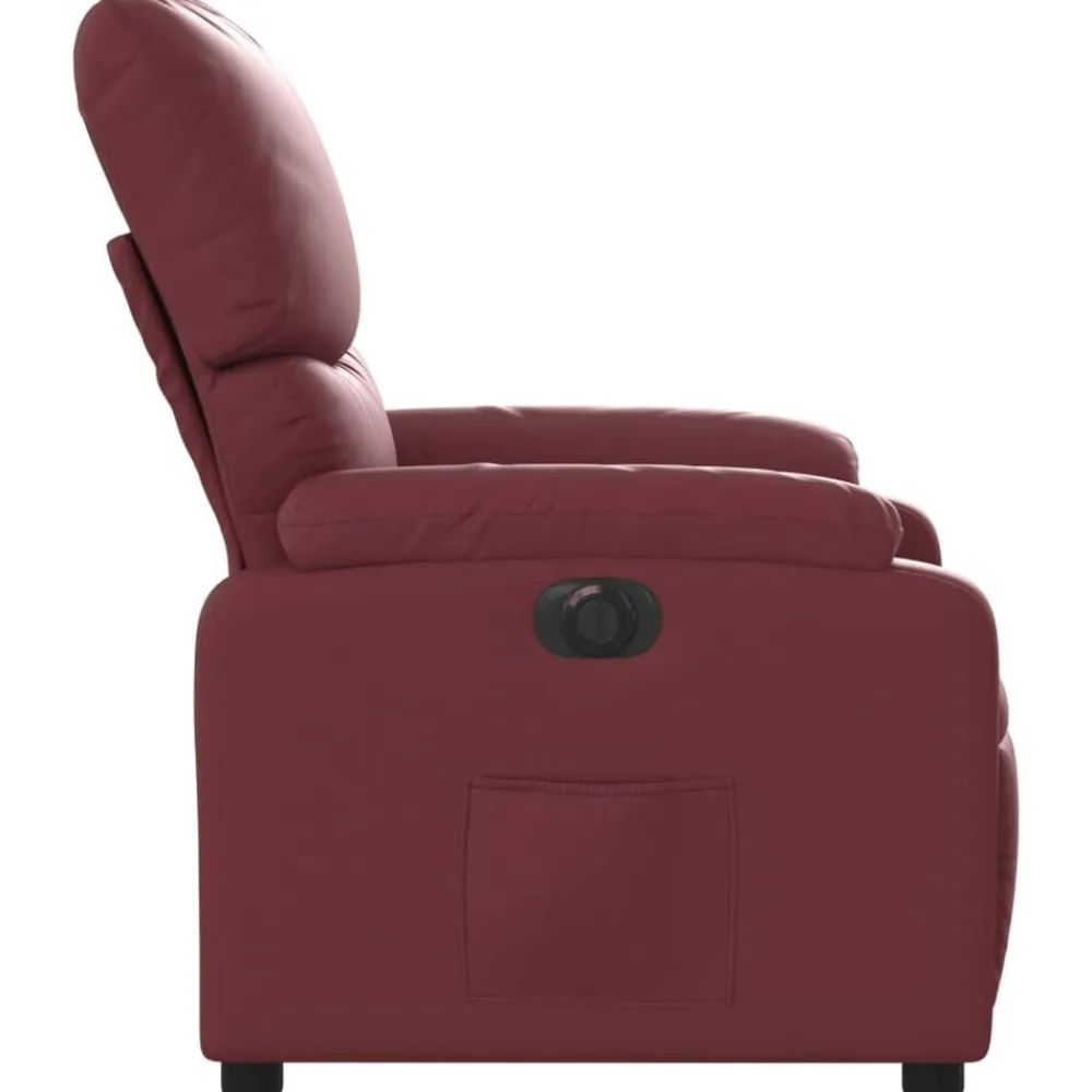 vidaXL Sillas-Sillón reclinable eléctrico de cuero sintético rojo tinto