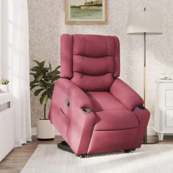 vidaXL Sillón reclinable elevable tela rojo tinto Rojo vino tinto Best