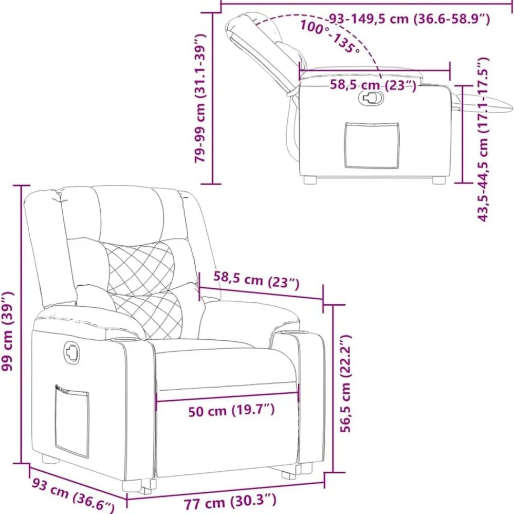 vidaXL Sillón reclinable elevable tela rojo tinto Rojo vino tinto Best