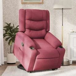 vidaXL Sillón reclinable elevable tela rojo tinto Rojo vino tinto Best