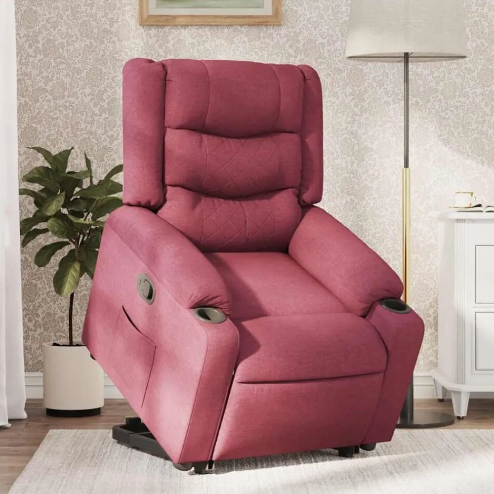 vidaXL Sillón reclinable elevable tela rojo tinto Rojo vino tinto Best