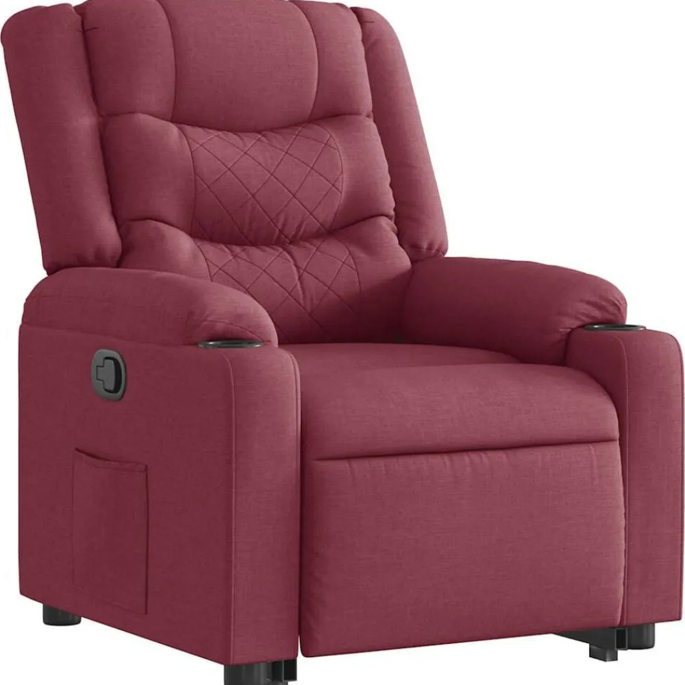 vidaXL Sillón reclinable elevable tela rojo tinto Rojo vino tinto Best