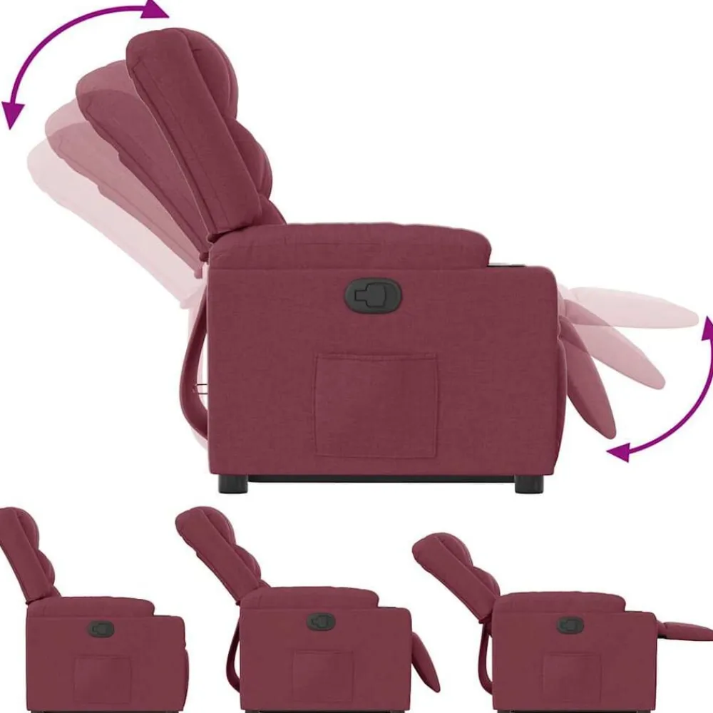 vidaXL Sillón reclinable elevable tela rojo tinto Rojo vino tinto Best