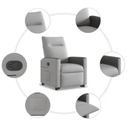 vidaXL Sillón reclinable elevable de tela Gris nube Hot