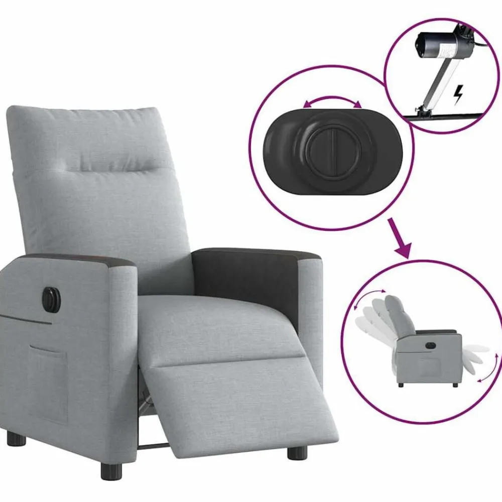 vidaXL Sillas-Sillón reclinable eléctrico tela