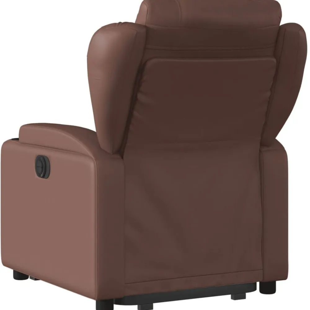vidaXL Sillón reclinable elevable eléctrico de cuero sintético marrón Marrón Online