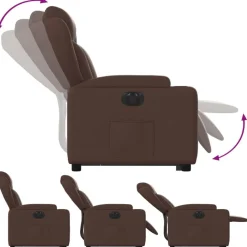vidaXL Sillón reclinable elevable eléctrico de cuero sintético marrón Marrón Online