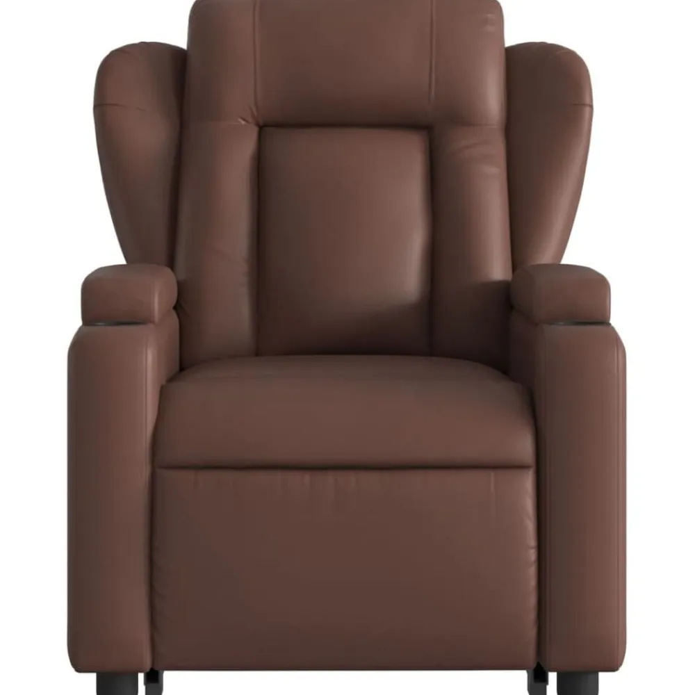 vidaXL Sillón reclinable elevable eléctrico de cuero sintético marrón Marrón Online