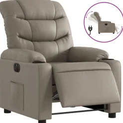 vidaXL Sillón reclinable eléctrico de cuero sintético color Capuchino Outlet
