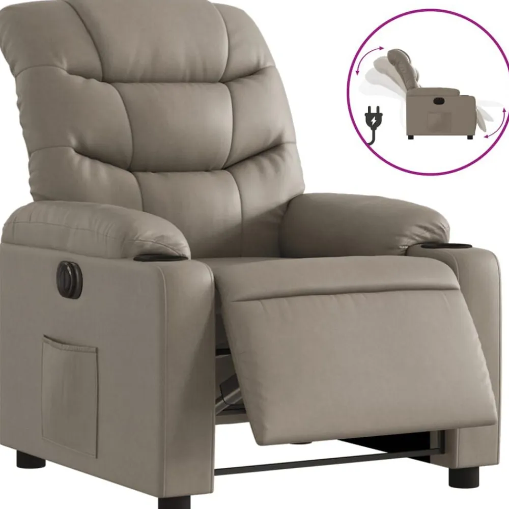 vidaXL Sillón reclinable eléctrico de cuero sintético color Capuchino Outlet