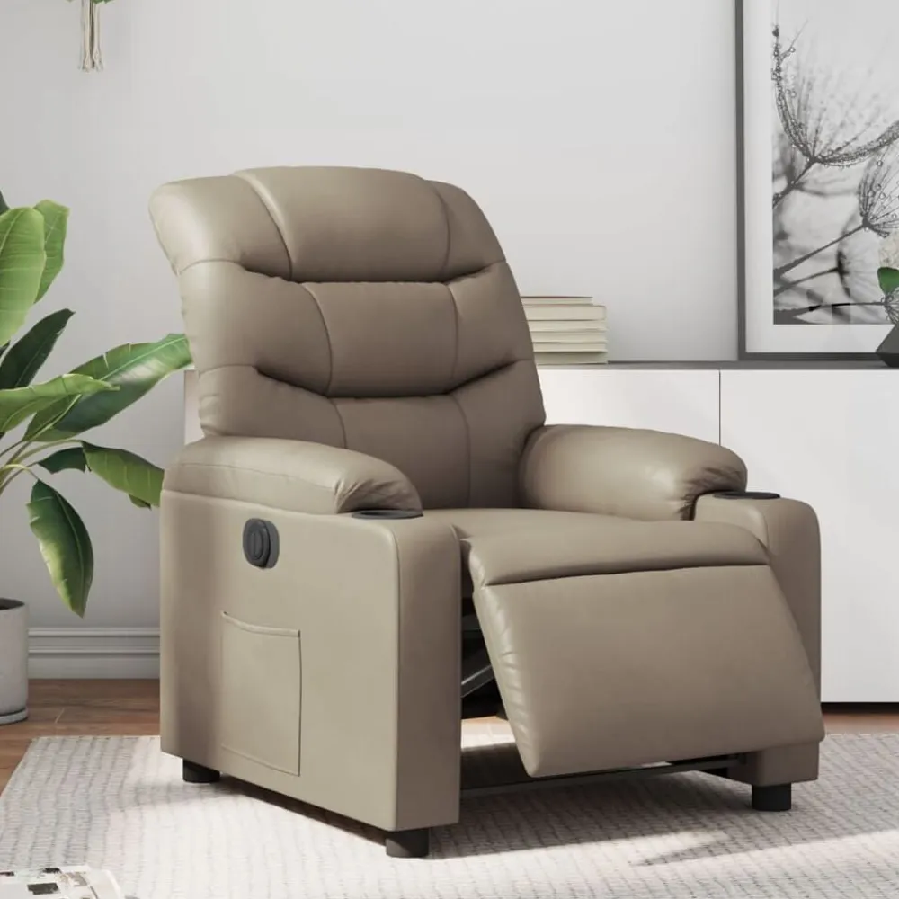 vidaXL Sillón reclinable eléctrico de cuero sintético color Capuchino Outlet