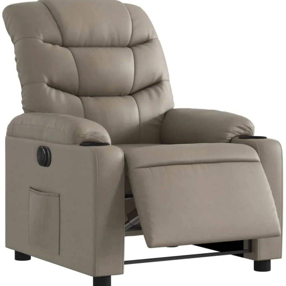 vidaXL Sillón reclinable eléctrico de cuero sintético color Capuchino Outlet