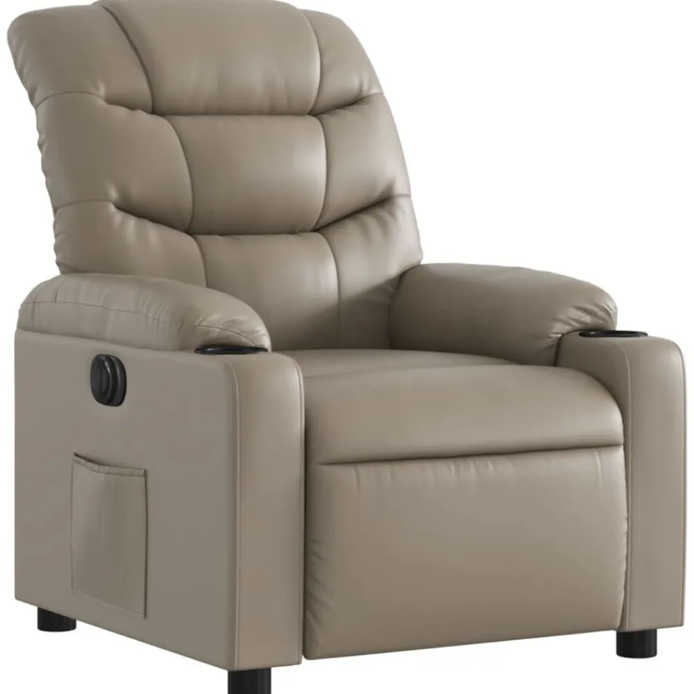 vidaXL Sillón reclinable eléctrico de cuero sintético color Capuchino Outlet