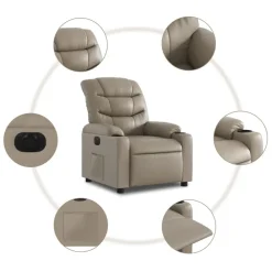 vidaXL Sillón reclinable eléctrico de cuero sintético color Capuchino Outlet