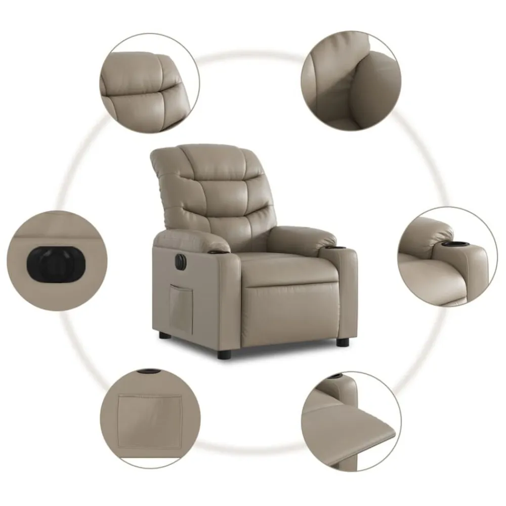 vidaXL Sillón reclinable eléctrico de cuero sintético color Capuchino Outlet