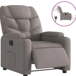 vidaXL Sillón reclinable eléctrico tela gris Taupé Clearance