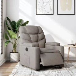 vidaXL Sillón reclinable eléctrico tela gris Taupé Clearance