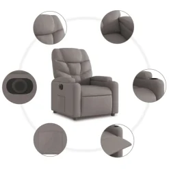 vidaXL Sillón reclinable eléctrico tela gris Taupé Clearance