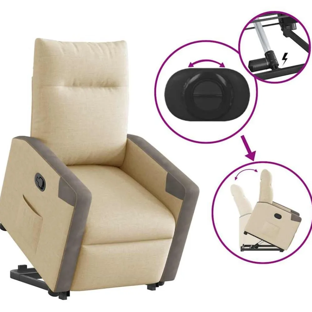 vidaXL Sillas-Sillón reclinable elevable de tela color